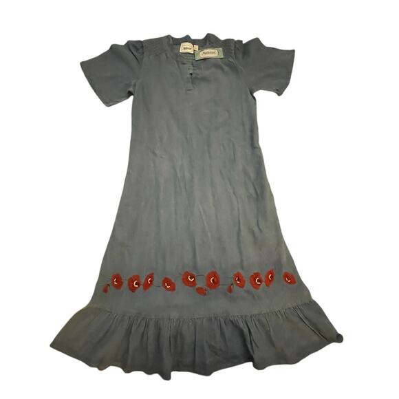 National Denim Prairie Dress – L – Smocked Details Embroidery – Cottagecore –NWT - Picture 1 of 11
